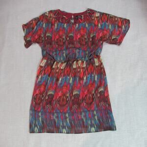 Ronni Nicole Dress Womens Size 14 Red Geometric Blouson Midi Boho Chic Hipster